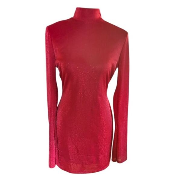 Lucy in the Sky Red Glitter Open Back Dress XS - Picture 1 of 6